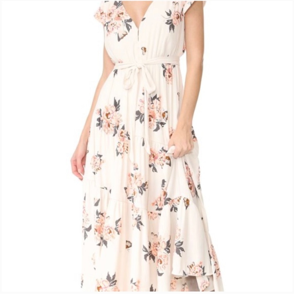 Free People All I Got Ivory Floral V-Neck Maxi Dress Size 6 - Picture 12 of 12